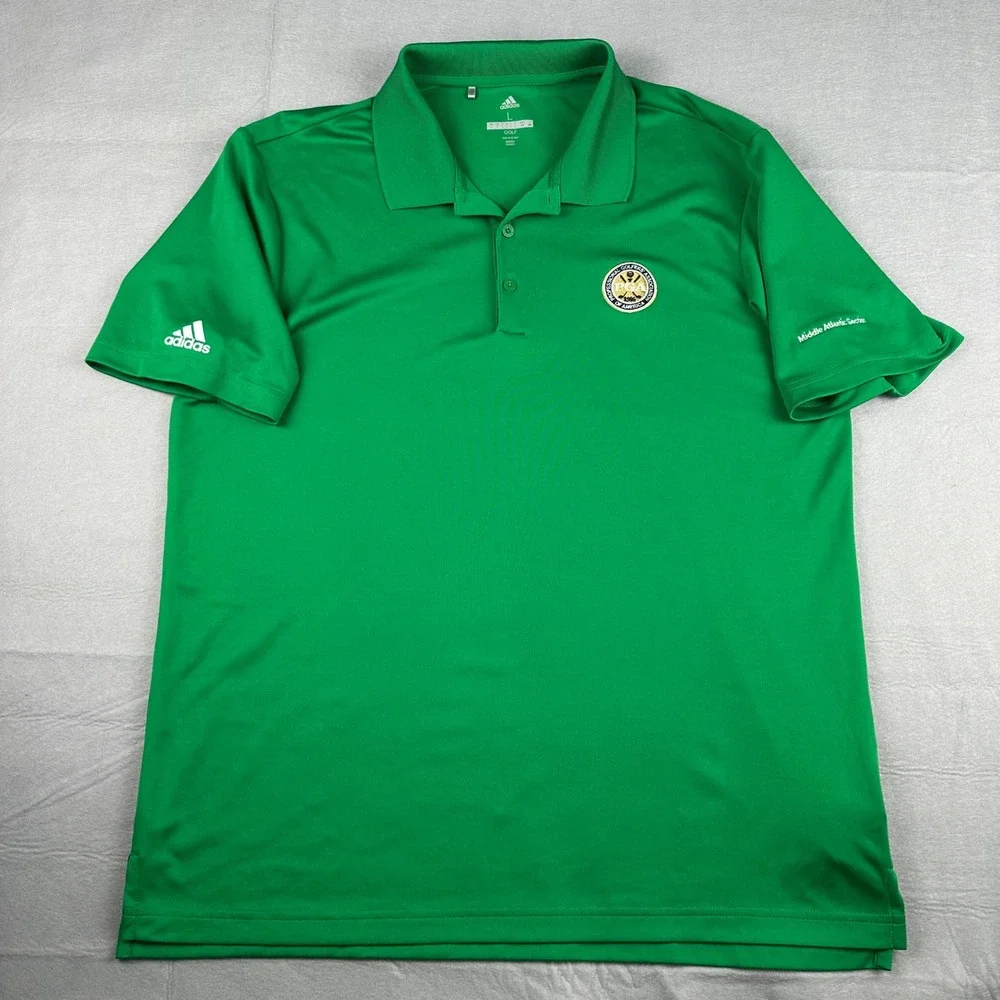 Adidas Golf Mens Large Green PGA Member Performance Polo Shirt Middle Atlantic